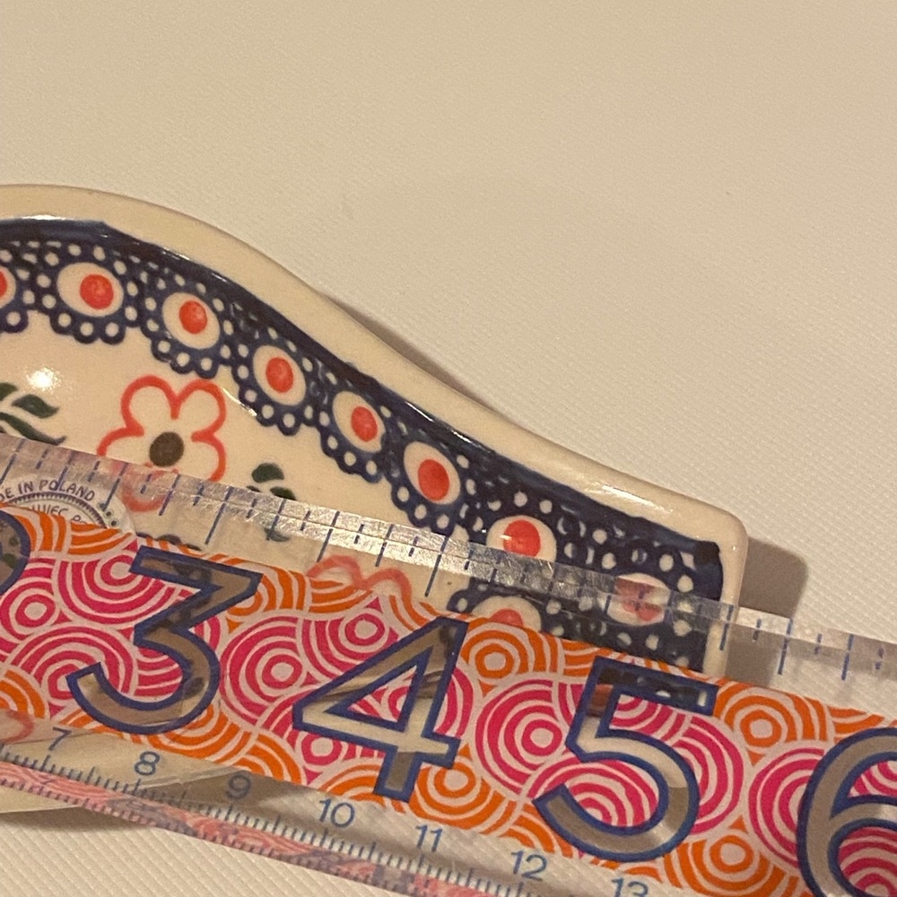 NWT Wiza Boleslawiec Polish Pottery Spoon Rest Signed Poland Red Daisies - Picture 6 of 7